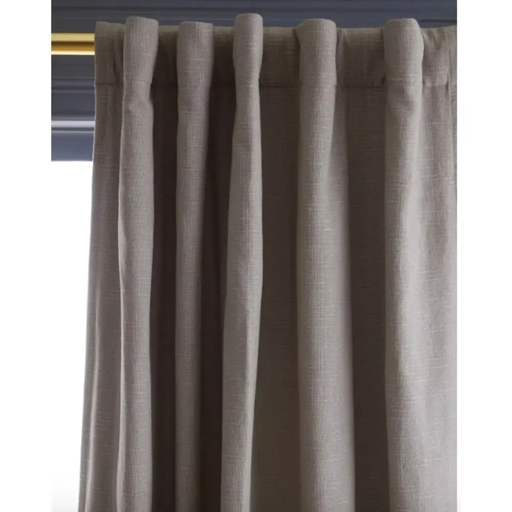 Quince Cotton Slub Room Darkening Curtain 48X96 Grey New# C5